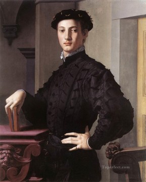  Man Oil Painting - Portrait of a Young Man Florence Agnolo Bronzino